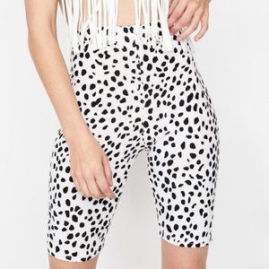 Black and white dalmatian print biker shorts large